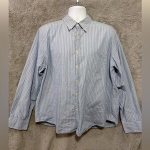 J Crew Shirt Mens XXL Blue Striped Tailored Fit Button Down Long Sleeve Cotton